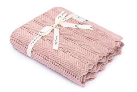 Bambusowy kocyk My Memi powder pink 80x100 - feather